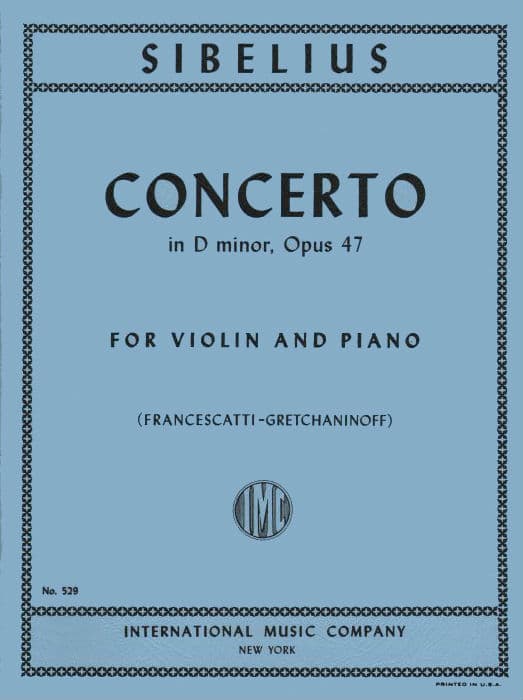 Sibelius, Jean - Violin Concerto in D Minor, Op 47 - Violin and Piano - edited by Francescatti-Gretchaninoff - International Music Company