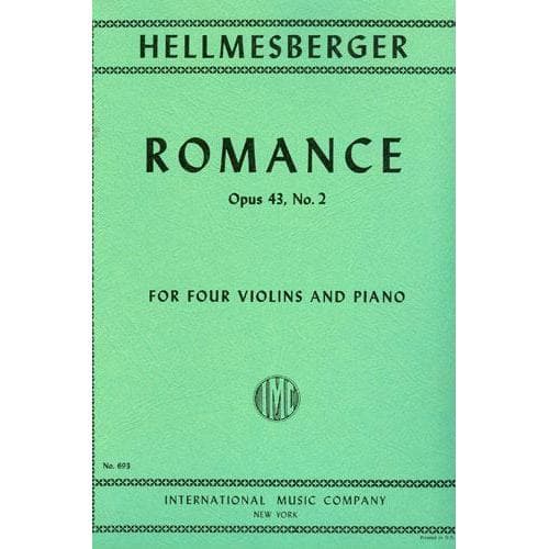 Hellmesberger, Joseph - Romance, Op 43, No 2 - Four Violins and Piano - International Edition