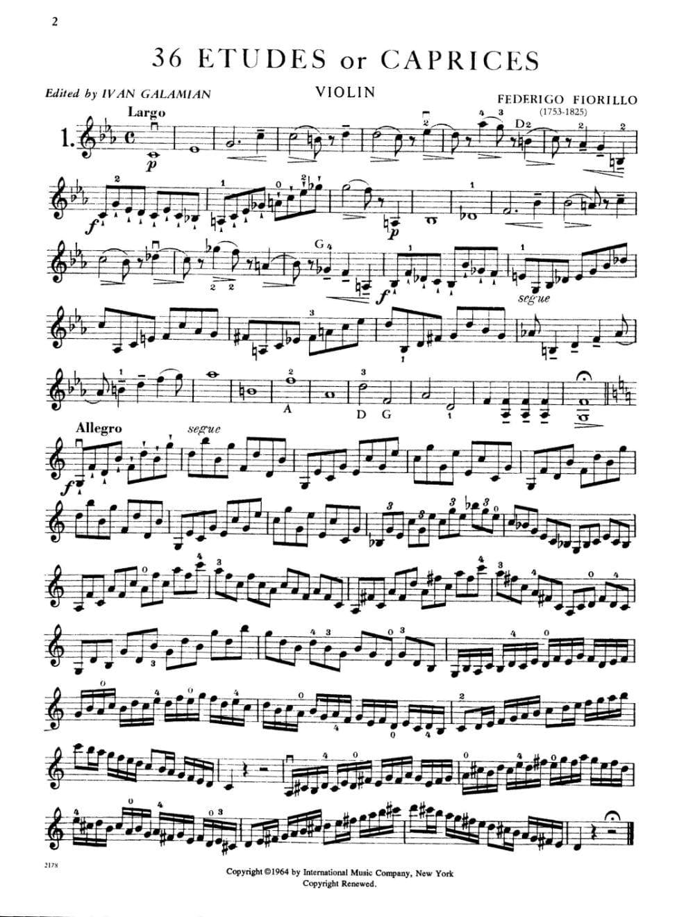 Fiorillo, Federigo - 36 Etudes or Caprices - Violin - edited by Ivan Galamian - International Edition