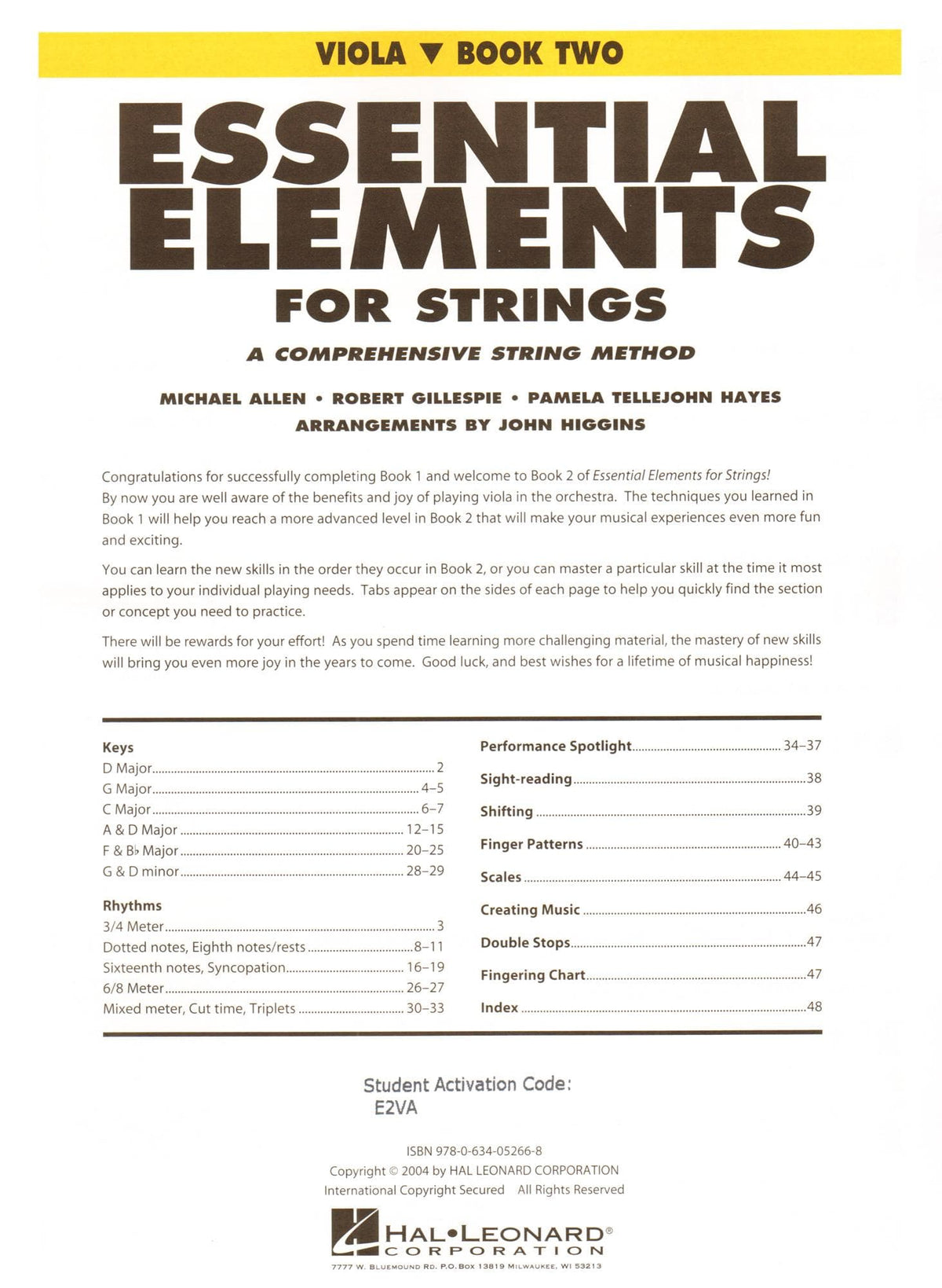 Essential Elements Interactive (formerly 2000) for Strings - Viola Book 2 - by Allen/Gillespie/Hayes - Hal Leonard Publication