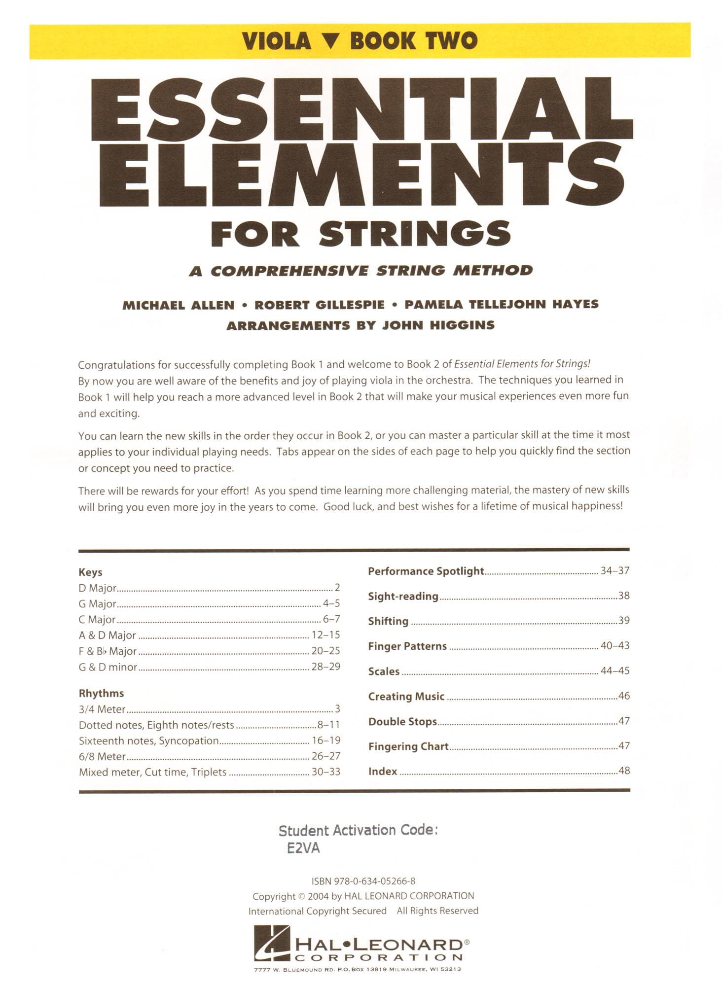 Essential Elements Interactive (formerly 2000) for Strings - Viola Book 2 - by Allen/Gillespie/Hayes - Hal Leonard Publication