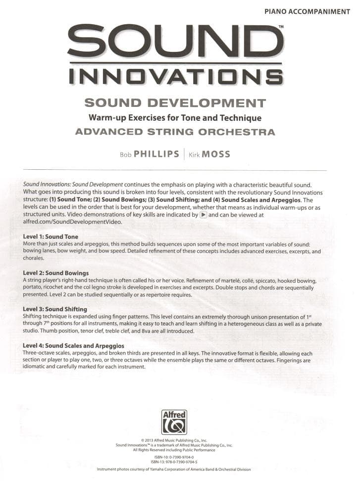 Sound Innovations - Sound Development - Advanced String Orchestra - Piano Accompaniment - Phillips and Moss - Alfred