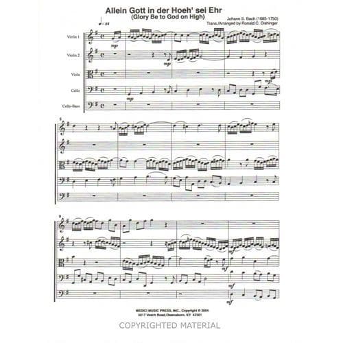 Bach, JS - Glory be to God on High BWV 664 - Medici Music Press Publication