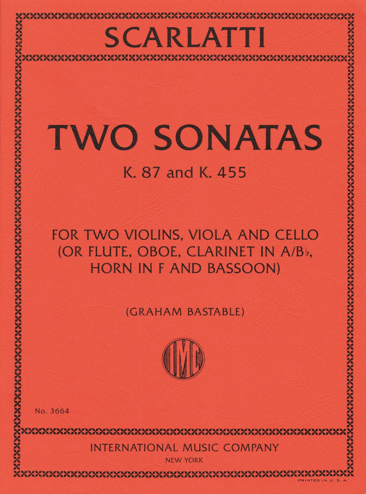 Scarlatti, Domenico - Two Sonatas, K. 87 and K. 455 - for Two Violins, Viola, and Cello - Edited by Bastable - International