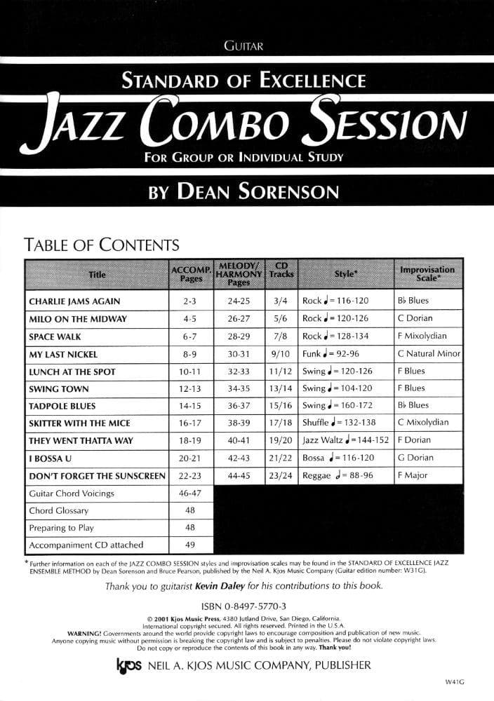 Sorenson, Dean - Jazz Combo Session, for Guitar Published by Neil A Kjos Music Company
