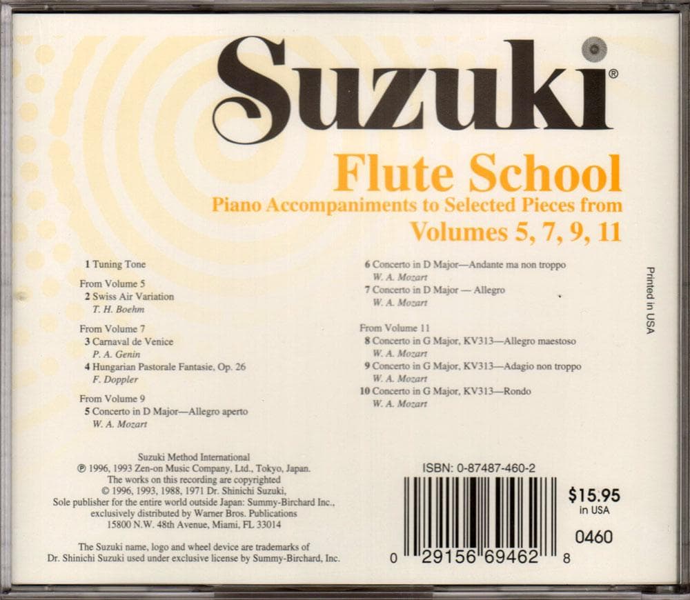 Suzuki Flute School CD, Selected Music from Volumes 5, 7, 9, and 11