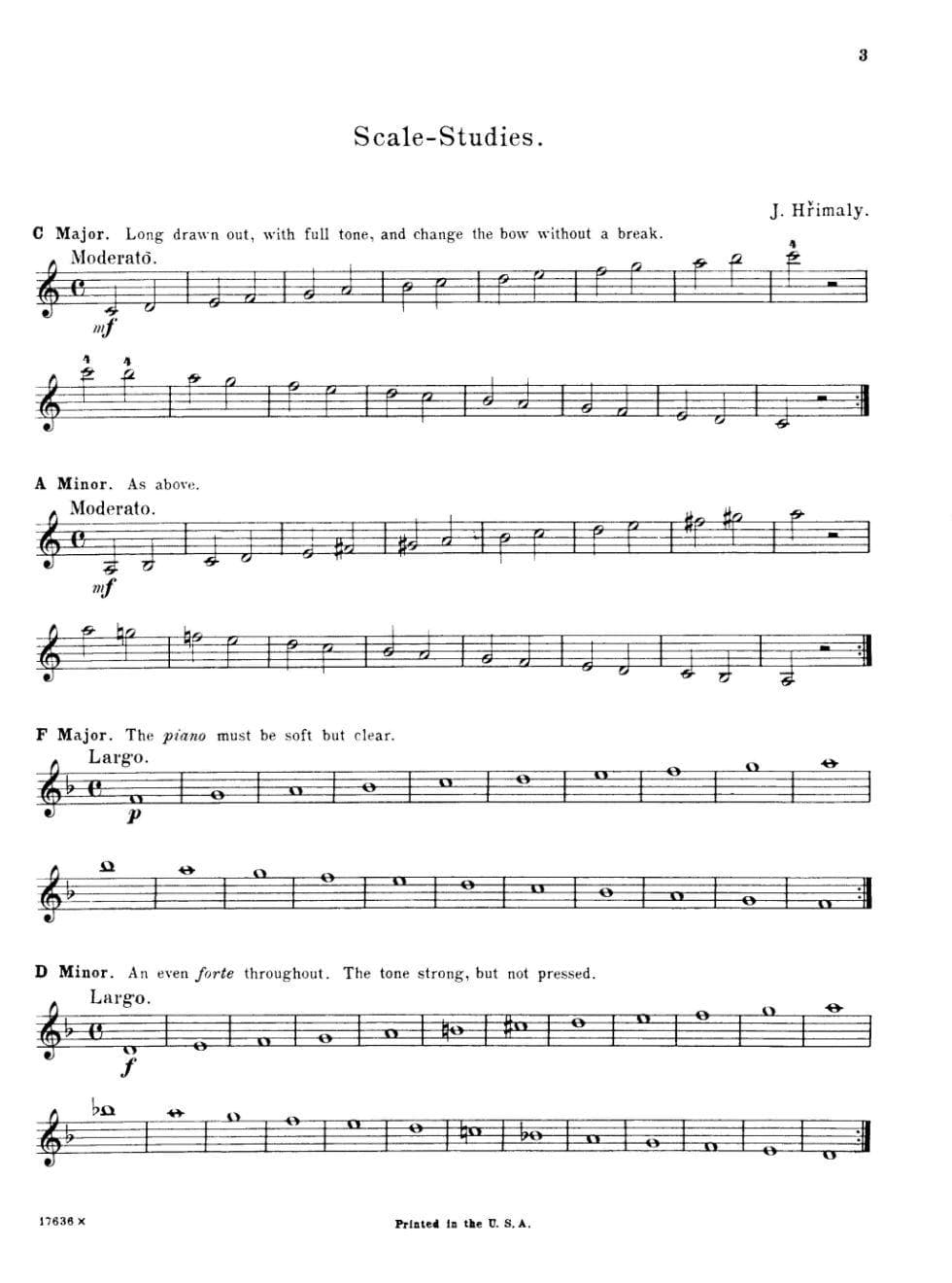 Hřímalý, Jan - Scale Studies - Violin solo - G Schirmer Edition