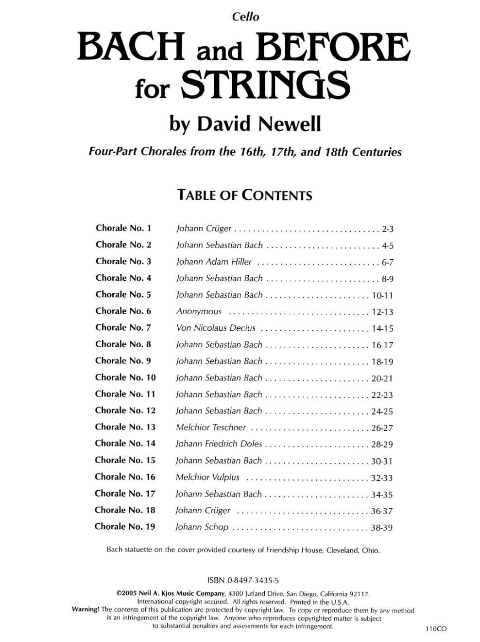 Newell, David - Bach & Before for Strings - Cello - Neil A Kjos Music Co