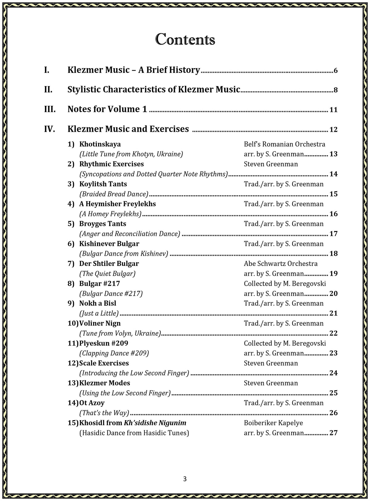 Greenman, Steven - Klezmer School for Strings Volume 1 - Violin Music