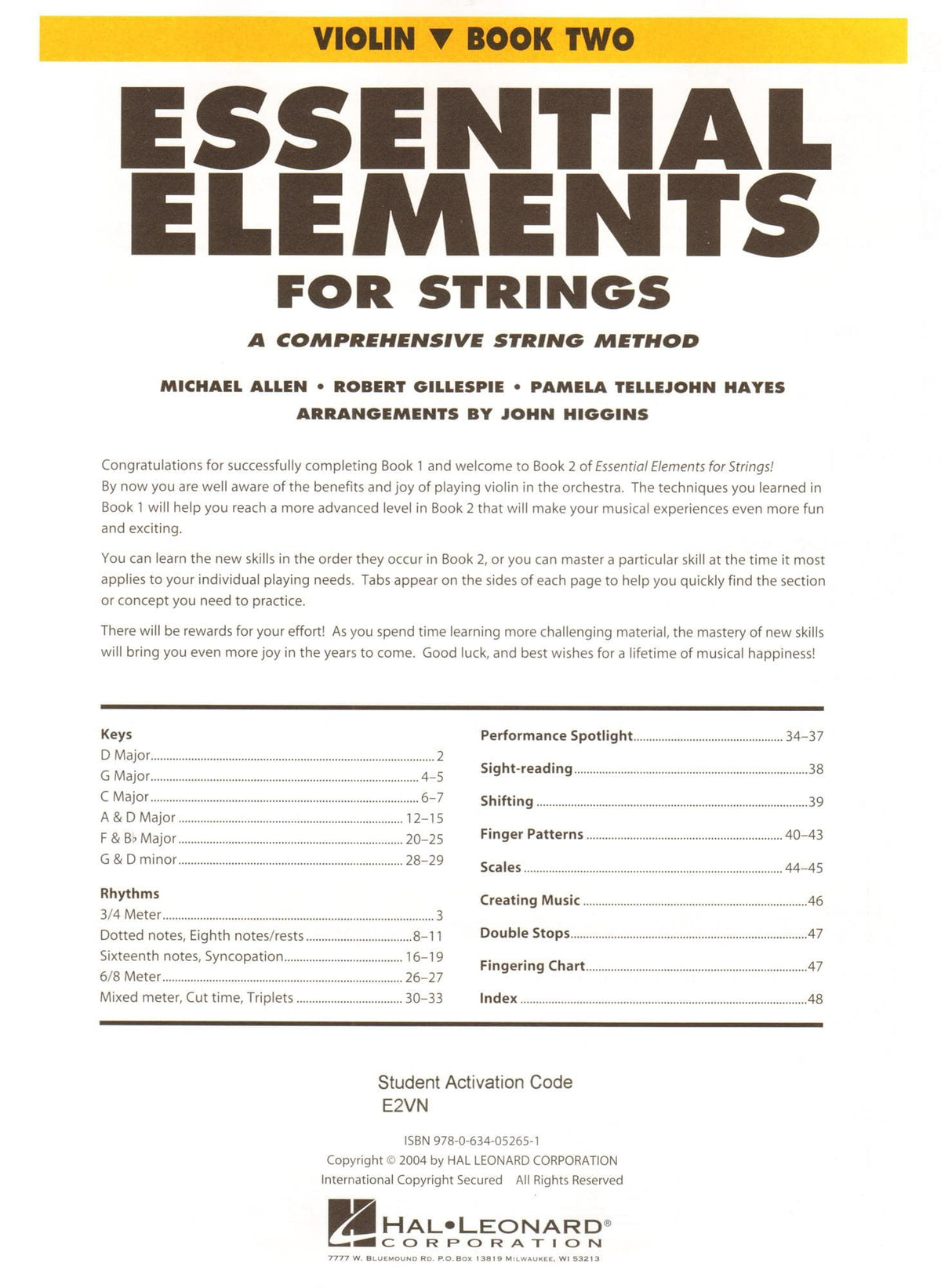 Essential Elements Interactive (formerly 2000) for Strings - Violin Book 2 - by Allen/Gillespie/Hayes - Hal Leonard Publication