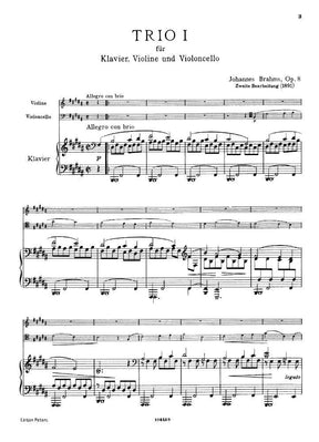 Brahms, Johannes - Piano Trio No 1 in B Major Op 8 Set of Parts for Violin, Cello and Piano - Arranged by Schumann - Peters Edition