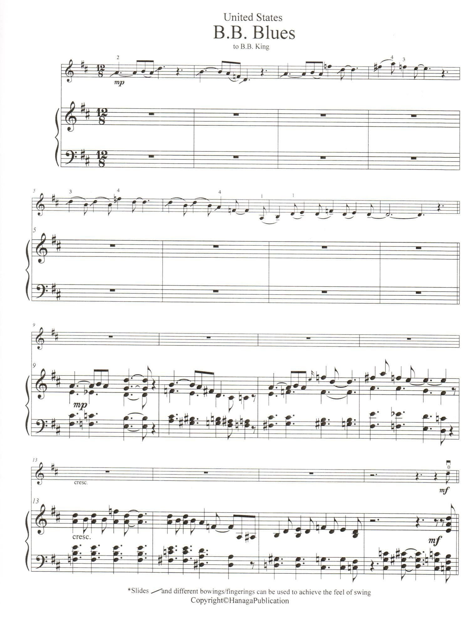 Khanagov, Karén - B.B. Blues - United States from Parade of Nations - for Violin and Piano - Hanaga Publication