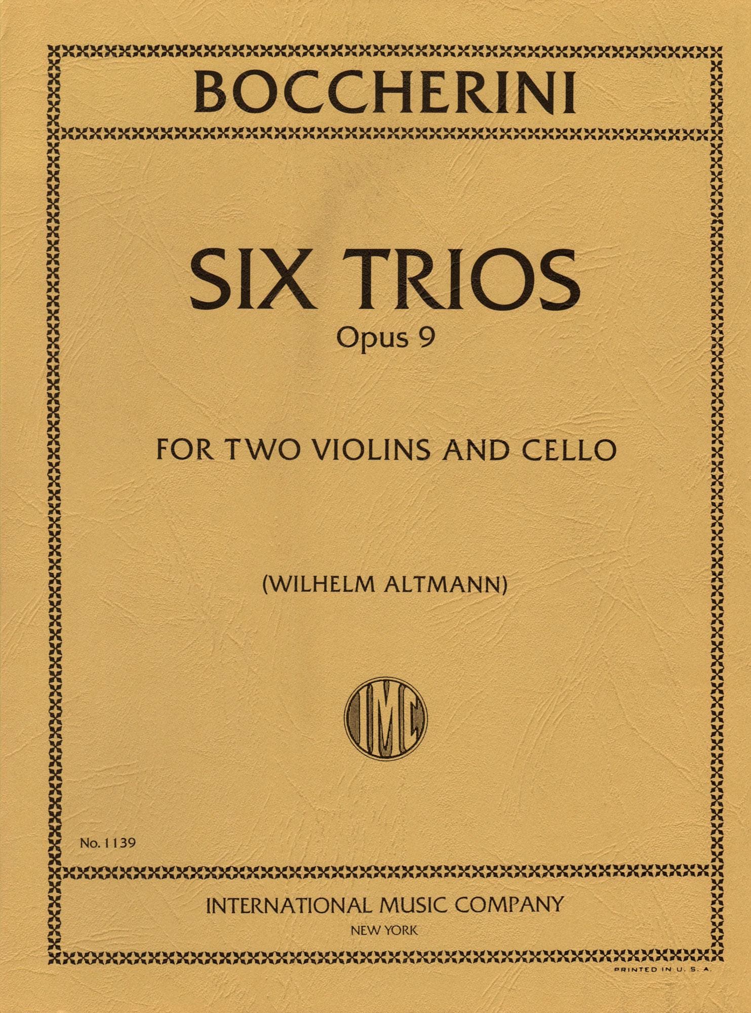 Boccherini, Luigi - 6 Trios Op 9 G 89-94 for Two Violins and Cello - Arranged by Altmann-Lyman - International Edition