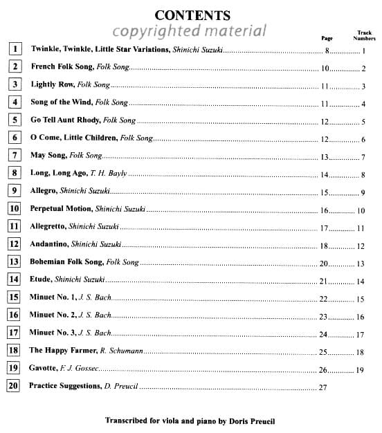 Suzuki Viola School Method Book with CD, Volume 1, Performed by Preucil