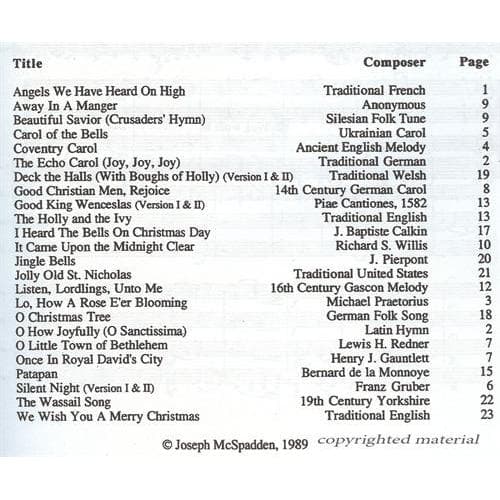 Joy, Joy, Joy: 24 Christmas Carols - Four Violins - arranged by Joseph McSpadden - Mariposa Music Inc