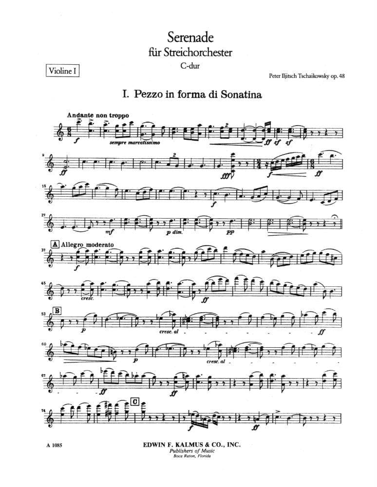 Tchaikovsky, Pyotr Ilyich - Serenade, Strings, C Major Op 48 Orchestra Parts Kalmus Edition