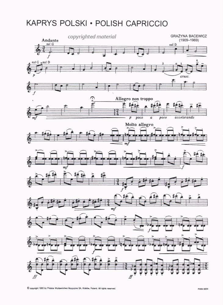 Bacewicz, Grazyna - Polish Caprice for Violin - PWM Edition