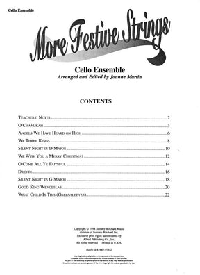 Martin, Joanne - More Festive Strings for Cello Ensemble - Four Cellos - Alfred Music Publishing