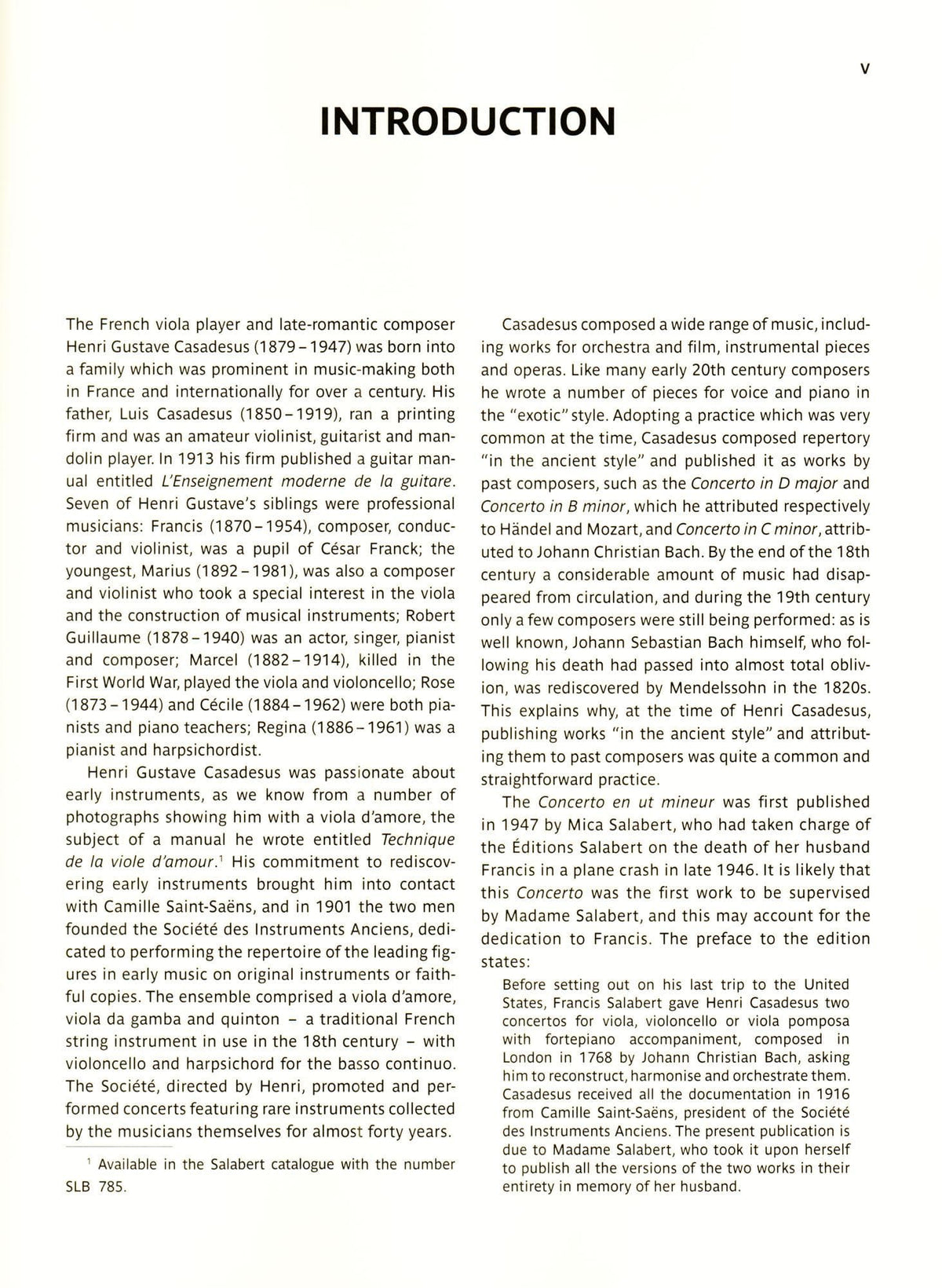 Bach, Johann Christian - Concerto in c minor - Cello and Piano - edited by Henri Casadesus and Maurice Maréchal - Editions Salabert