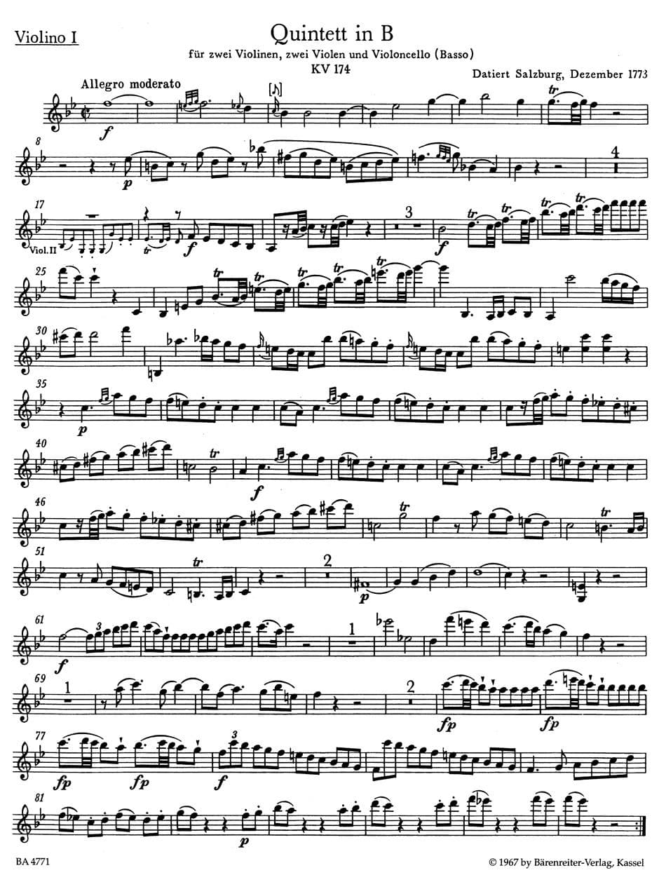 Mozart, WA - The Complete String Quintets - Two Violins, Two Violas, and Cello - edited by Ernst Hess and Ernst Fritz Schmid - Bärenreiter Verlag URTEXT