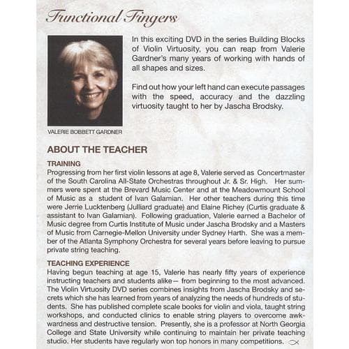 Building Blocks of Violin Virtuosity Volume 3: Functional Fingers (Insights of Jascha Brodsky) - by Valerie Bobbett Gardner