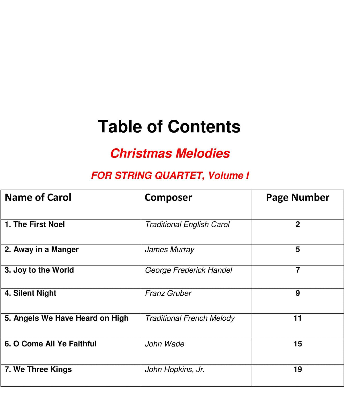 Yasuda - Christmas Melodies: Contemporary & Classical Arr. For String Quartet, Volume I - Dig. DL