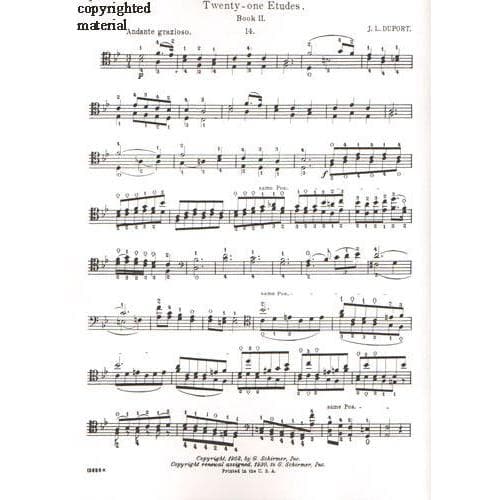 Duport, Jean-Louis - 21 Etudes for the Violoncello, Book 2 (Nos 14-21) - Cello solo - edited by Leo Schulz - G Schirmer Edition