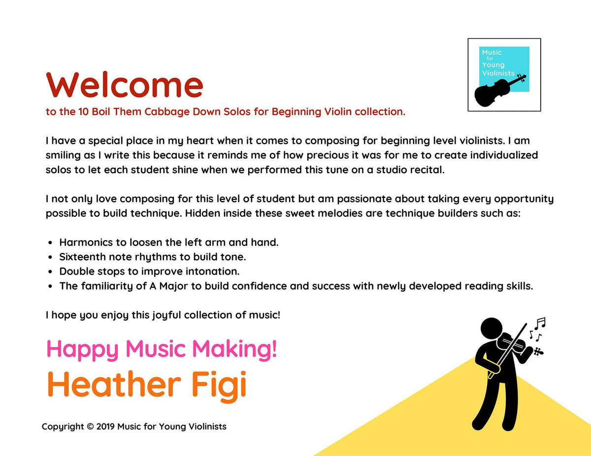 10 Boil Them Cabbage Down Solos for Beg. Violin