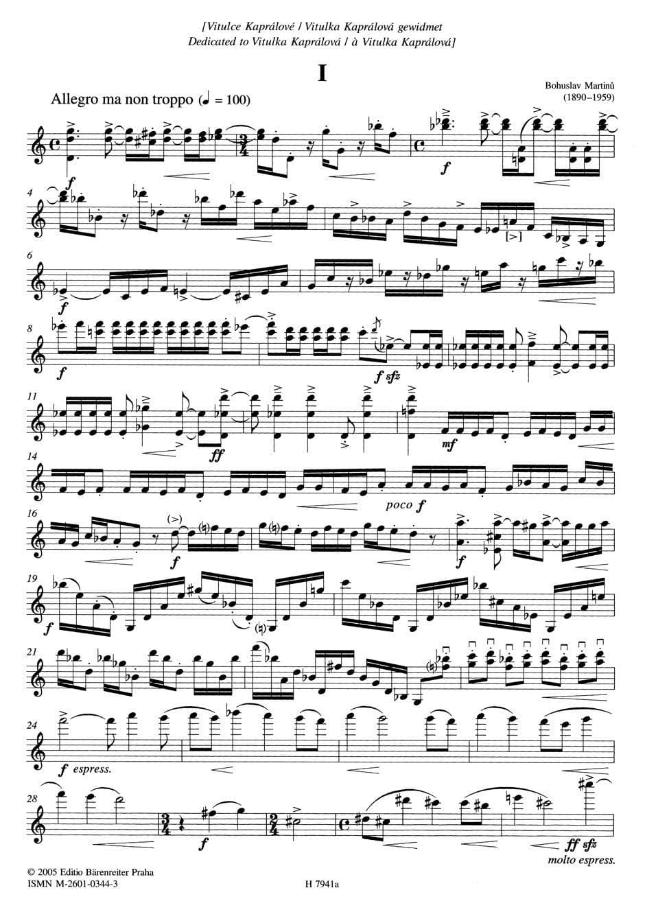 Martinů, Bohuslav - String Quartet No 5 - Two Violins, Viola, and Cello - Praha Edition (Bärenreiter)