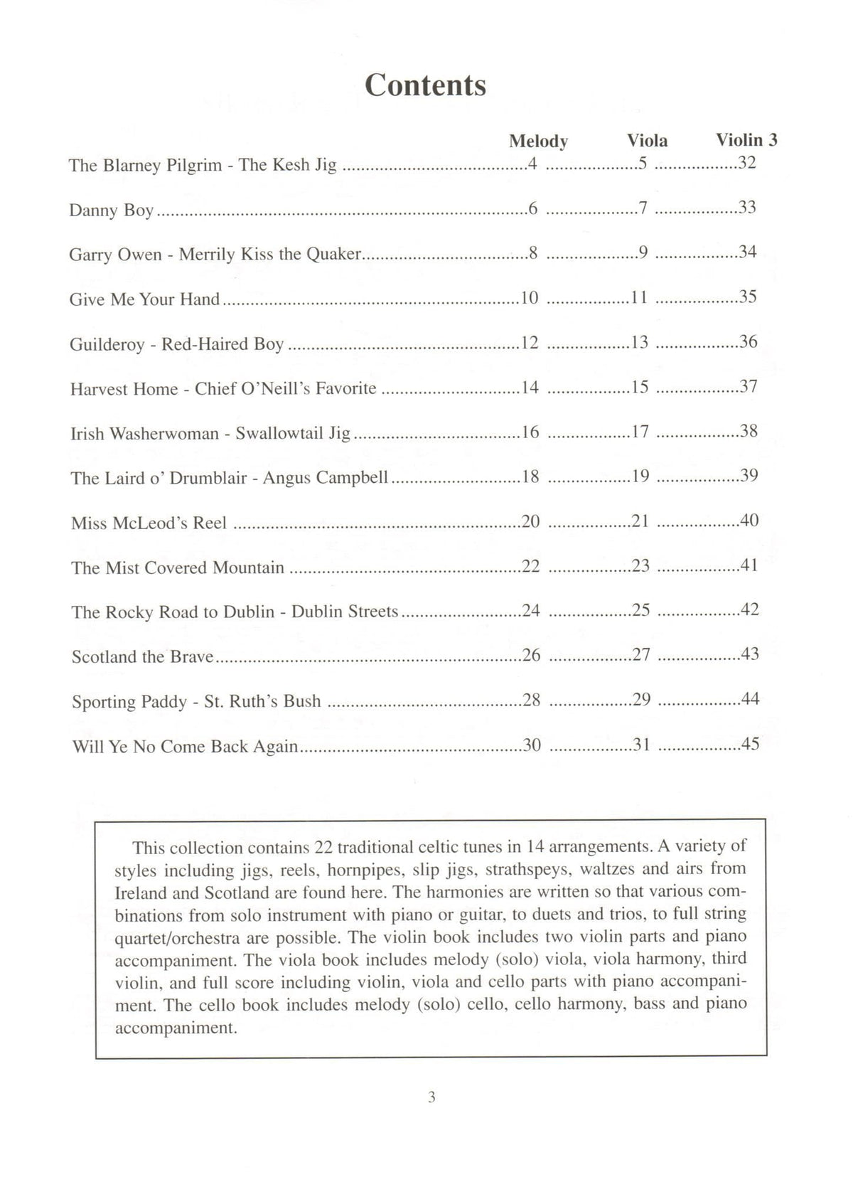 Duncan, Craig - Celtic Fiddle Tunes for Solo and Ensemble - Viola/3rd Violin parts - Ensemble Score included - Mel Bay Publications