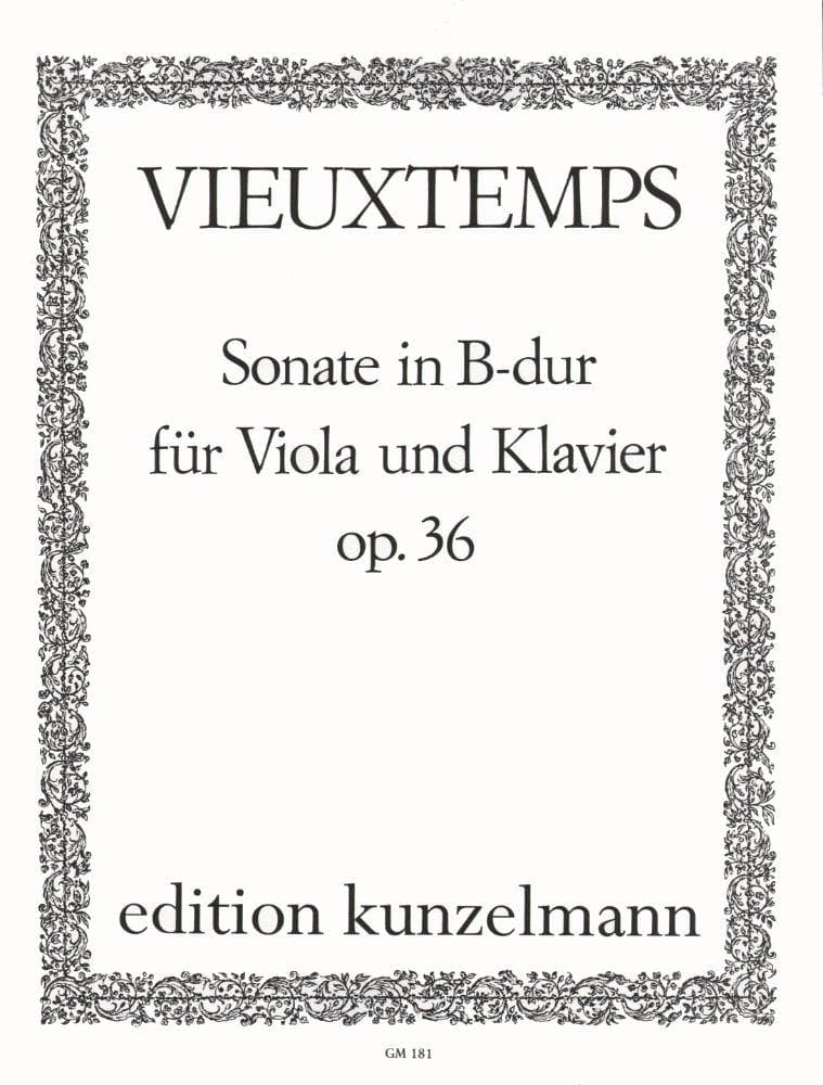 Vieuxtemps - Sonata In B-Flat Major, Op 36 For Viola and Piano Published by Edition Kunzelmann