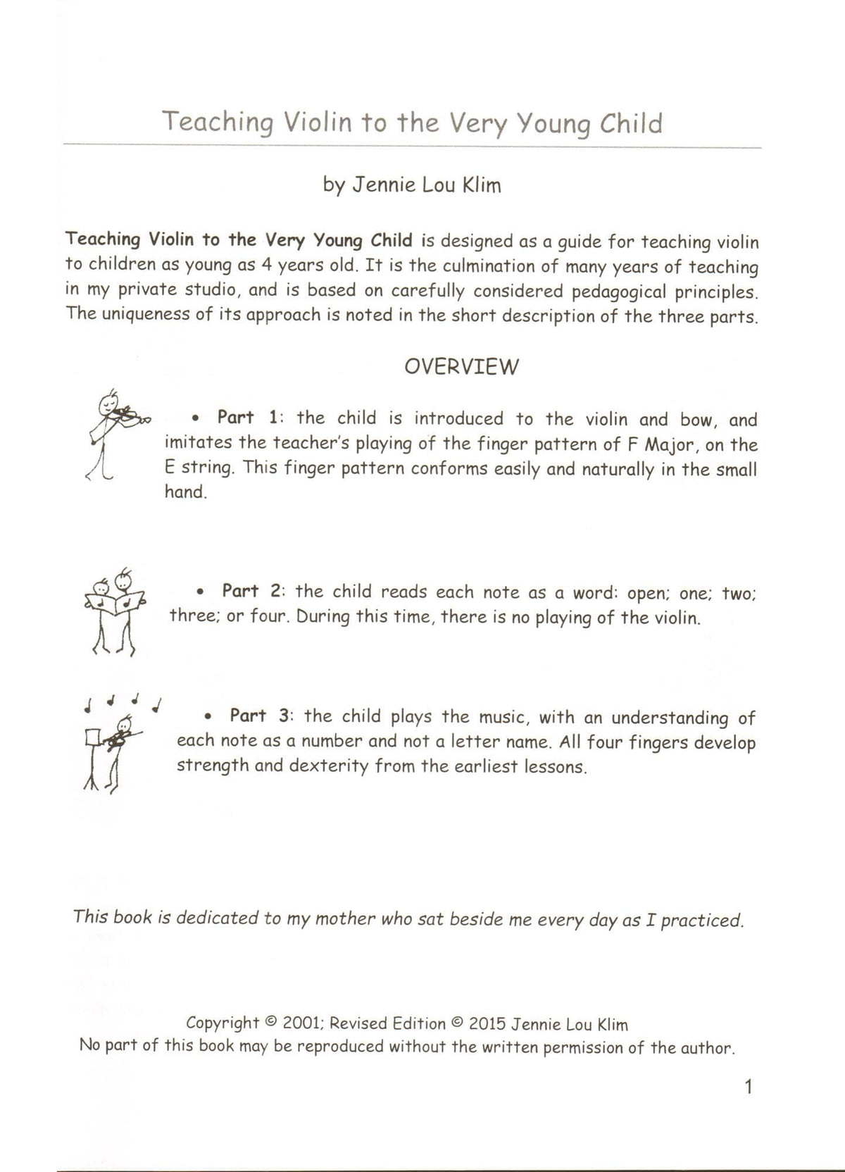 Jennie Lou Klim - Teaching Violin to the Very Young Child - Beachside Publications