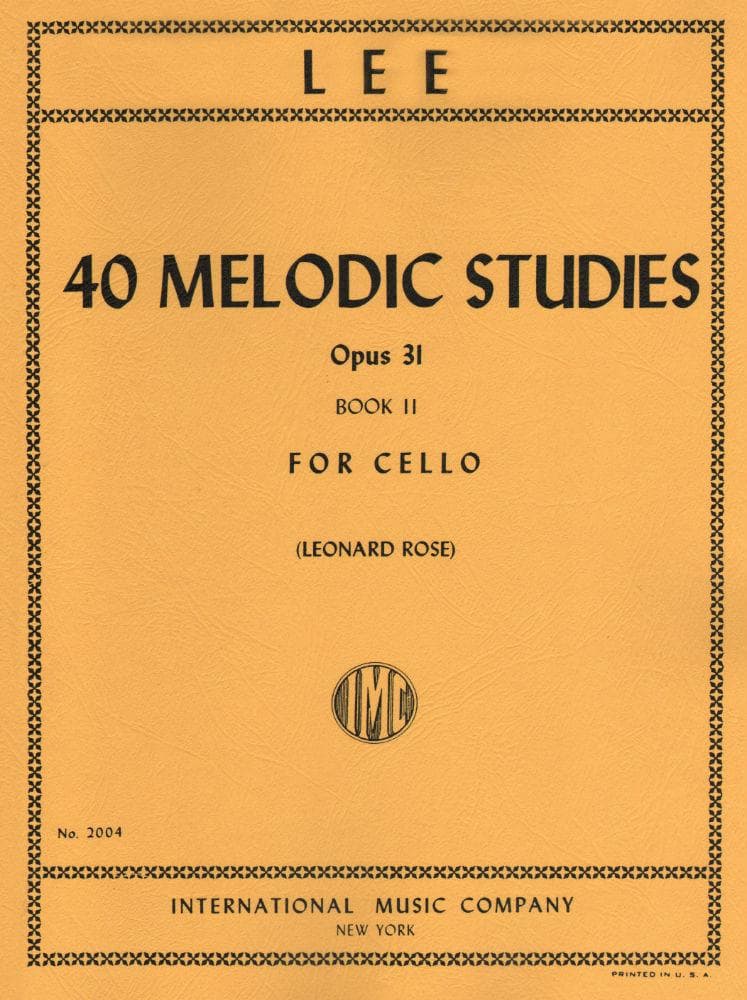 Lee, Sebastian - 40 Melodic Studies, Op 31, Volume 2 (Nos 23-40) - Cello solo - edited by Leonard Rose - International Music Co