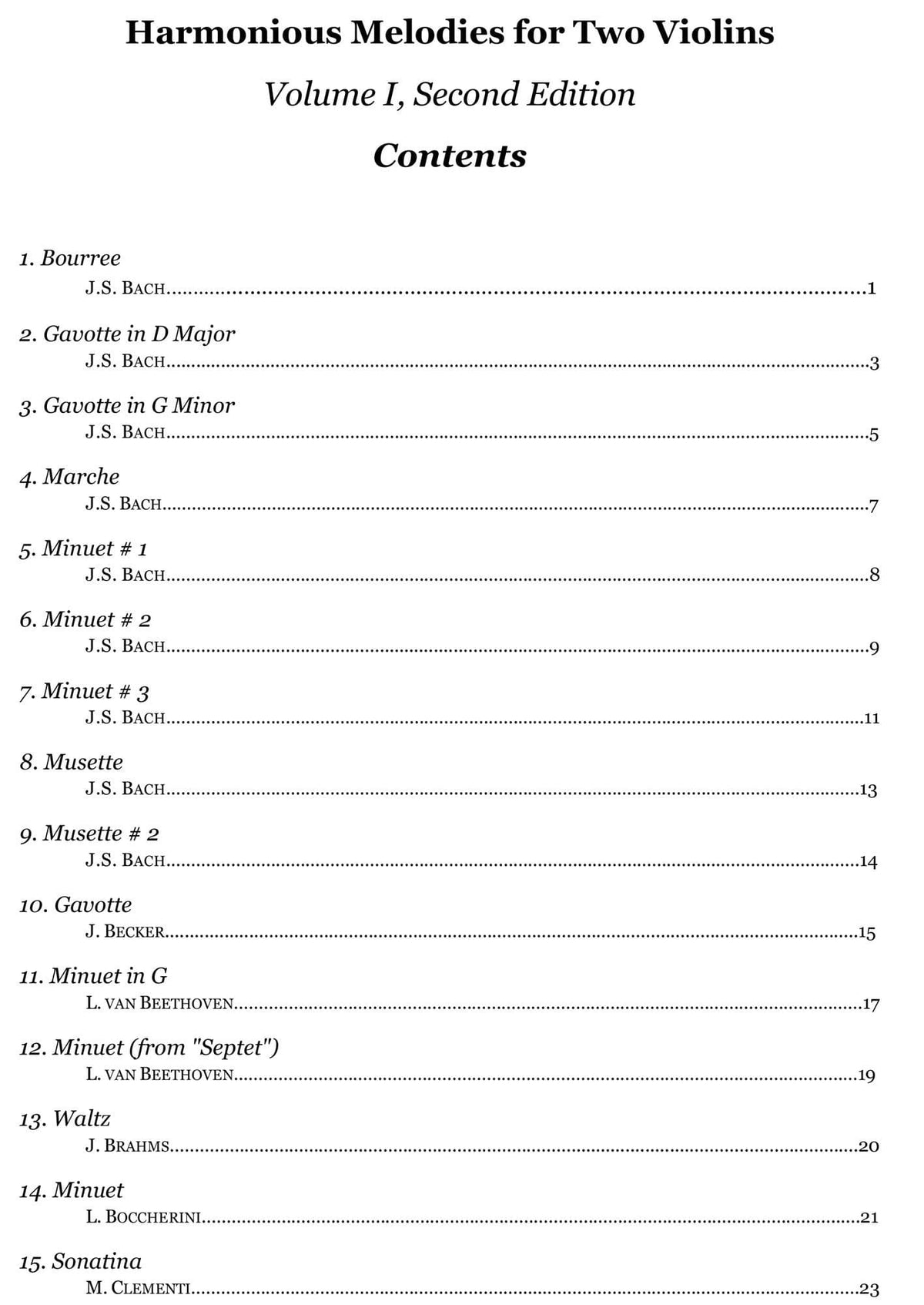 Yasuda, Martha - Harmonious Melodies For Two Violins, Volume I, 2nd Edition - Digital Download