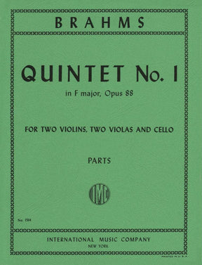 Brahms, Johannes - Quintet No 1 In F Major Op 88 for Two Violins, Two Violas and Cello - Arranged by the Gewandhaus Quartet - International Edition