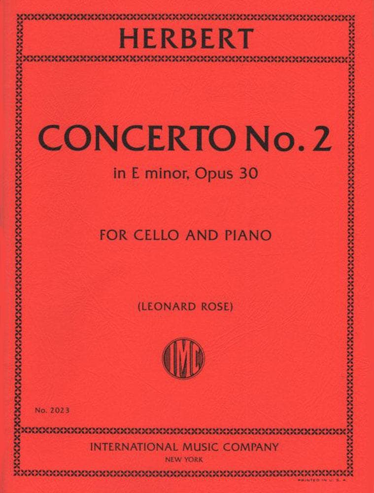 Herbert, Victor - Concerto No 2 in e minor, Op 30 - Cello and Piano - edited by Leonard Rose - International Edition