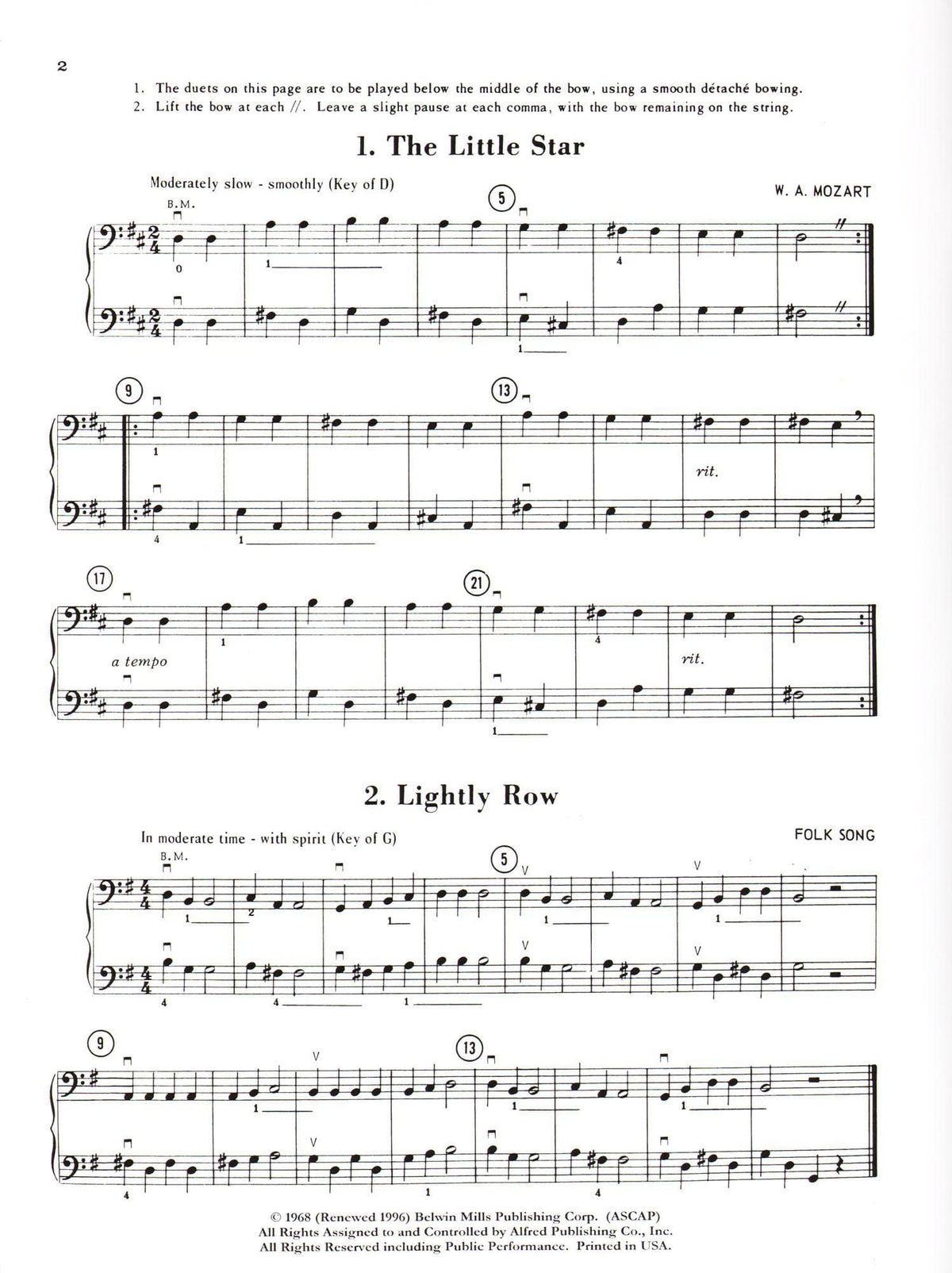 Applebaum, Samuel - Beautiful Music For Two String Instruments - Volume 1 for Double Bass - Belwin/Mills Publication