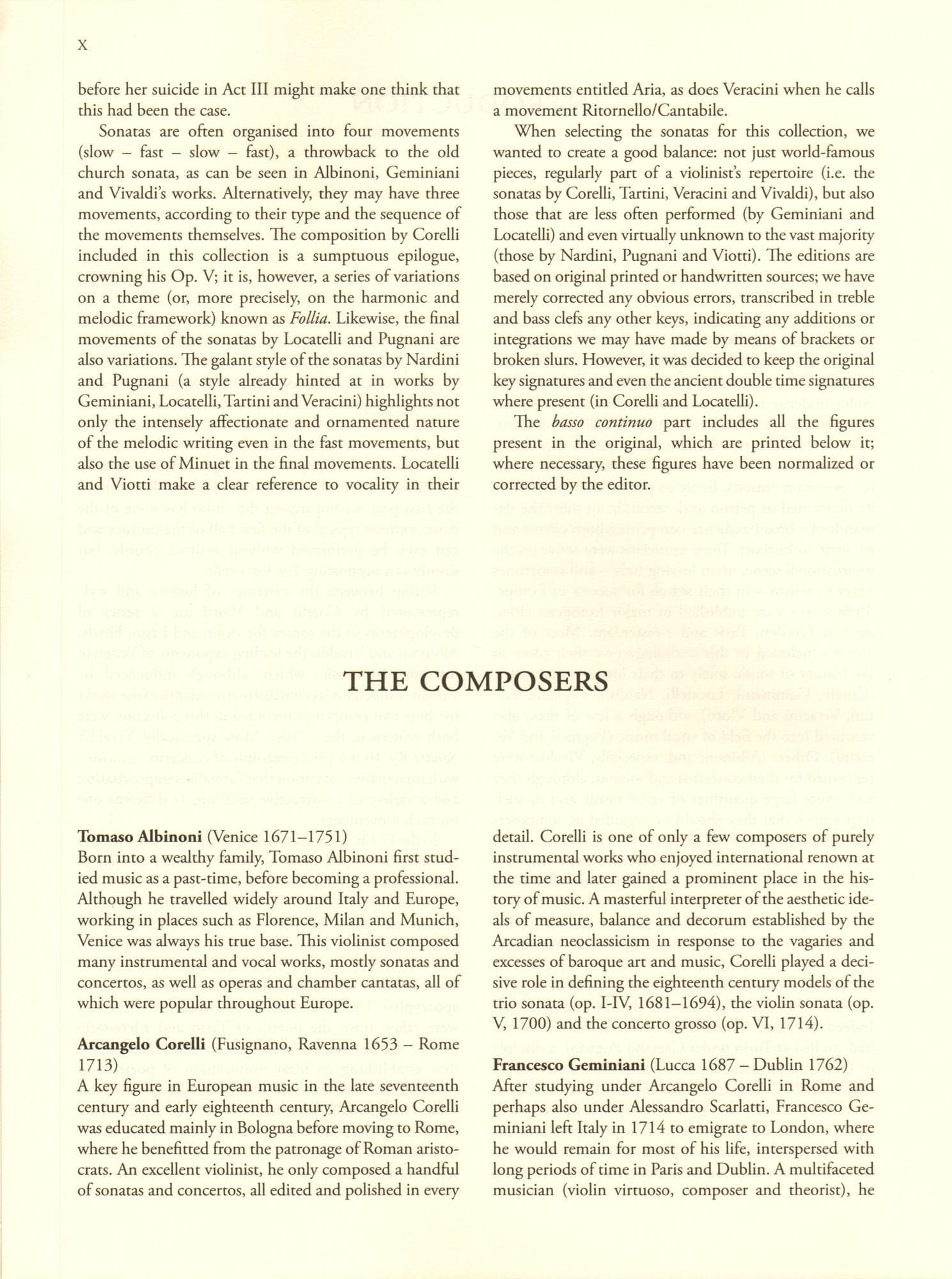 10 Italian Sonatas - for Violin and Continuo - edited by Cesare Fertonani - Ricordi