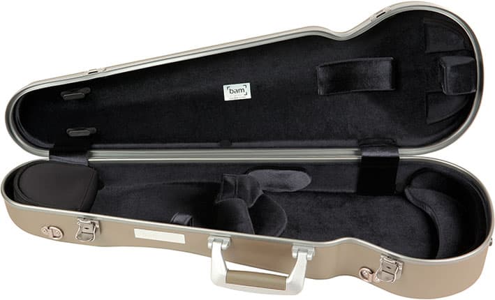BAM L’Opera Supreme Hightech Polycarbonate Contoured Violin Case in Champagne with Silver Hardware