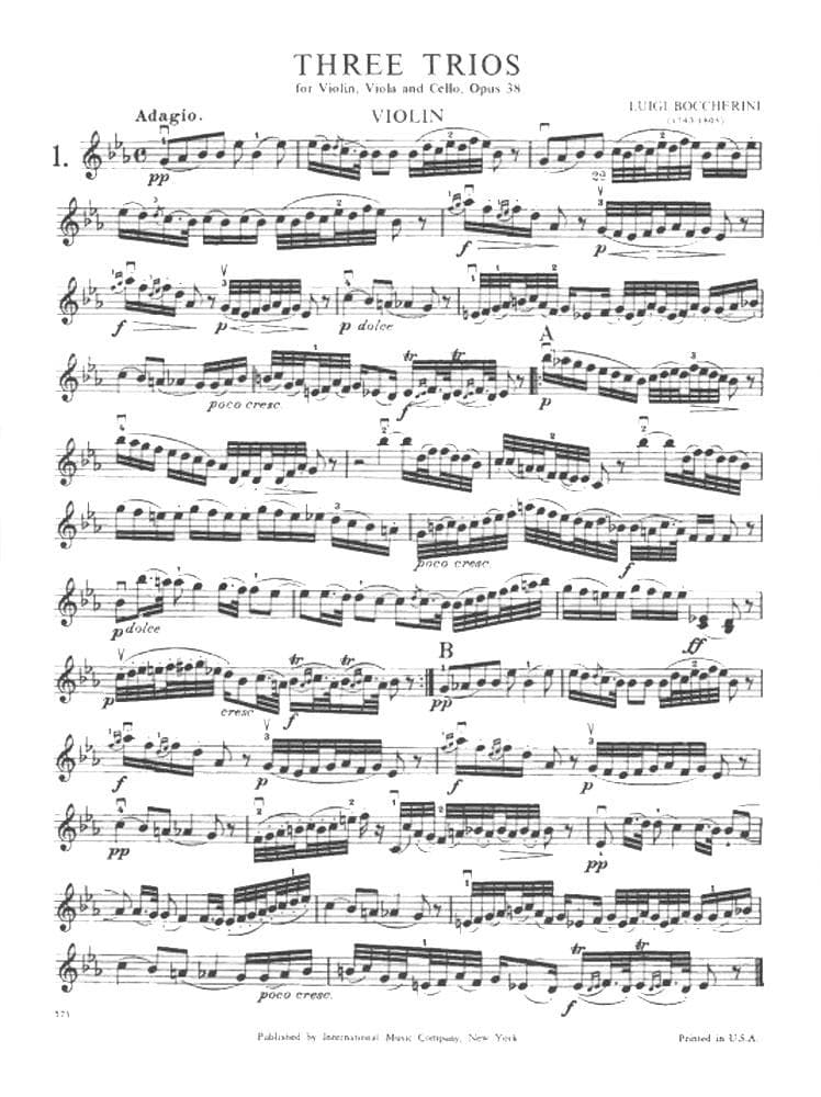 Boccherini, Luigi - 3 Trios Op 38 G 110 - 112 for Violin, Viola and Cello - Arranged by Altmann - International Edition