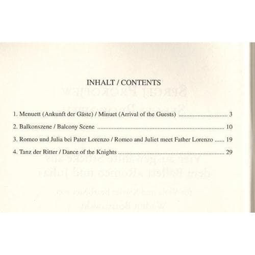 Prokofiev, Serge - Four Selected Pieces from Romeo/Juliet For Viola and Piano Published by Sikorski