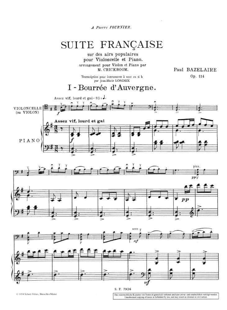Bazelaire - Suite Francaise Op 114 - Theodore Presser Publication