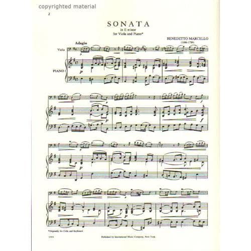 Marcello, Benedetto - Sonata in e minor - Viola and Piano - edited by Gaston Marchet - International Music Co