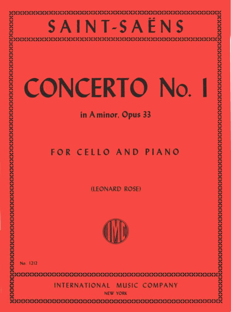 Saint-Saens, Camille - Concerto No 1 in A Minor Op 33 - for Cello and Piano - edited by Rose - International Music Company