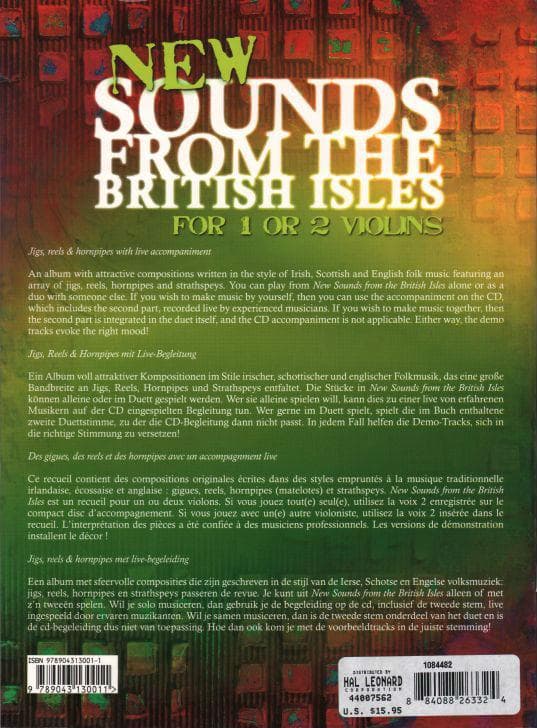 Mees, Myriam - New Sounds from the British Isles for 1 or 2 Violins - Book/CD set - arranged by Gunter Van Rompaey - De Haske Publications