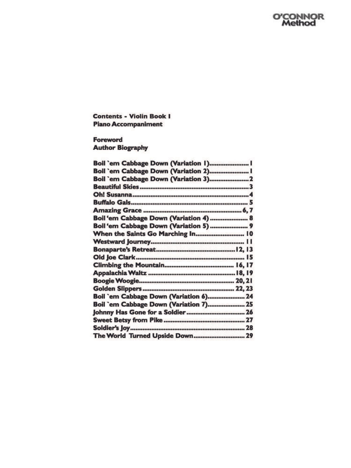O'Connor Violin Method Book I - Piano Accompaniment - Digital Download