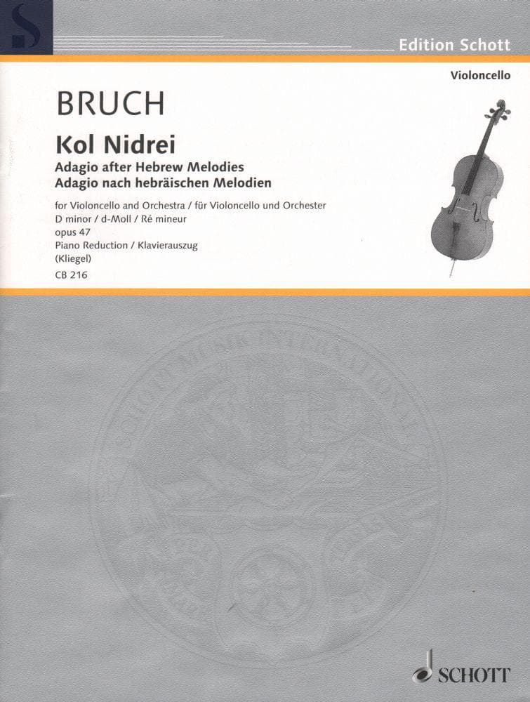 Kol Nidrei, Op 47 - Bruch, Max - Cello and Piano - edited by Kliegel - Schott