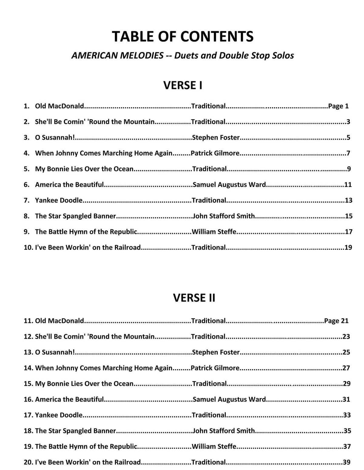 Yasuda, Martha - American Melodies: Double Stop Solos and Duets For Violin, Volume I - Digital Download