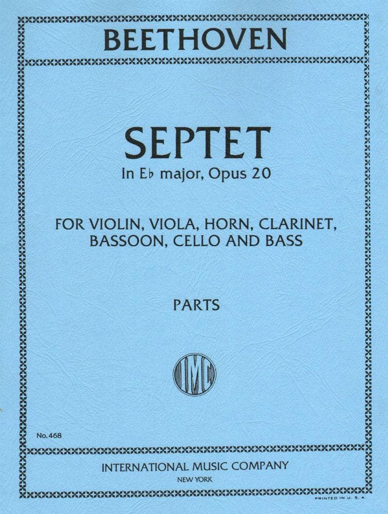 Beethoven, Ludwig - Septet in E-flat Major Op 20 for Clarinet, Bassoon, Horn, Violin, Viola, Cello and Double Bass - International Edition