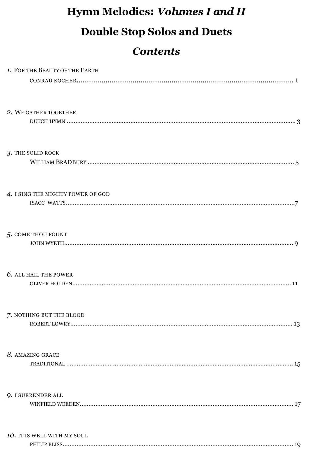 Yasuda, Martha - Hymn Melodies: Double Stop Solos and Duets For Violin, Volume I - Digital Download
